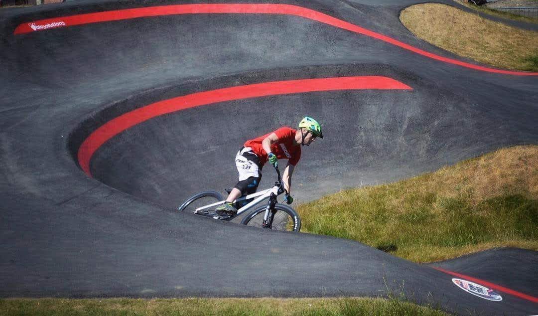 Ramsay on the Velosolutions Pump Track at Cathkin Braes in Glasgow